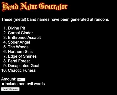 glam metal band name generator